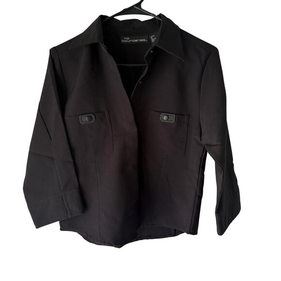 Y2K No Boundaries Black‎ Button-Up Shirt Juniors Medium 2000s Utility Style - Picture 1 of 7